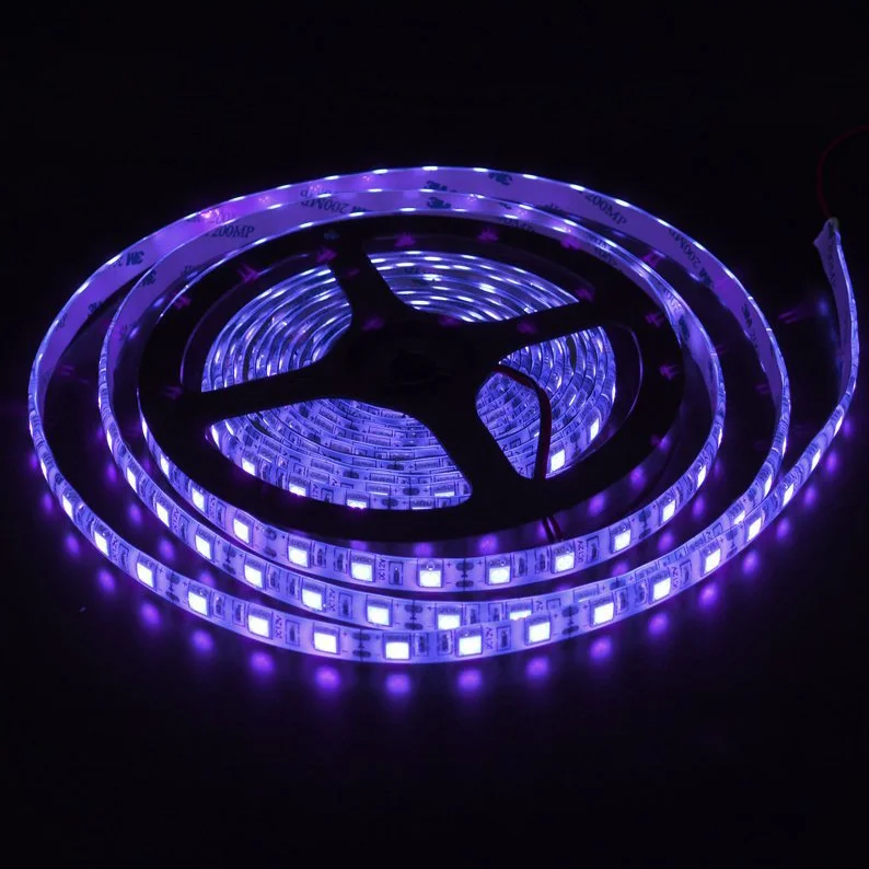 16.4FT 5M 12V DC 395NM SMD 5050 Black Light UV Ultraviolet LED Strip UV Blacklight LED Rope