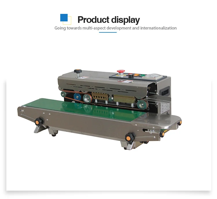 Fr900v Continuous Band Sealer Plastic Bag Film Sealing Machine With Conveyor For Food Packing