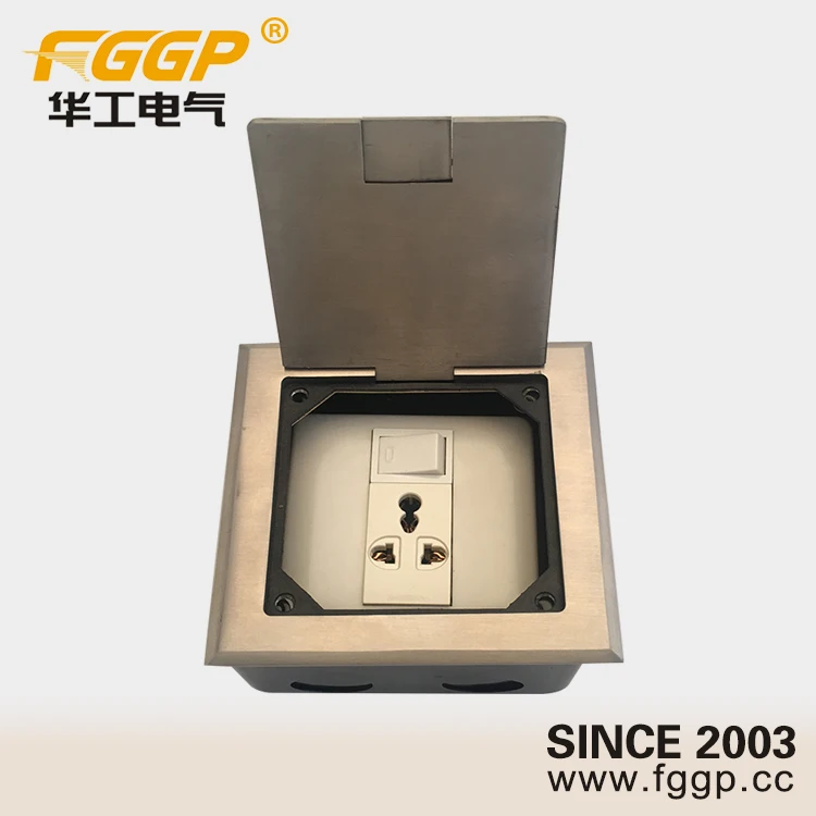 13 Amp 220v Floor Mounted Stainless Steel Cover Switched Socket