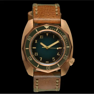 Diving Watches Vintage  Bronze  Brushed Stainless Steel NH35 Automatic Movement Sapphire Crystal