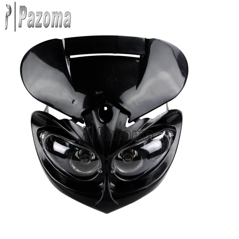 PAZOMA Universal Motorcycle Head Light Headlamp Black 
