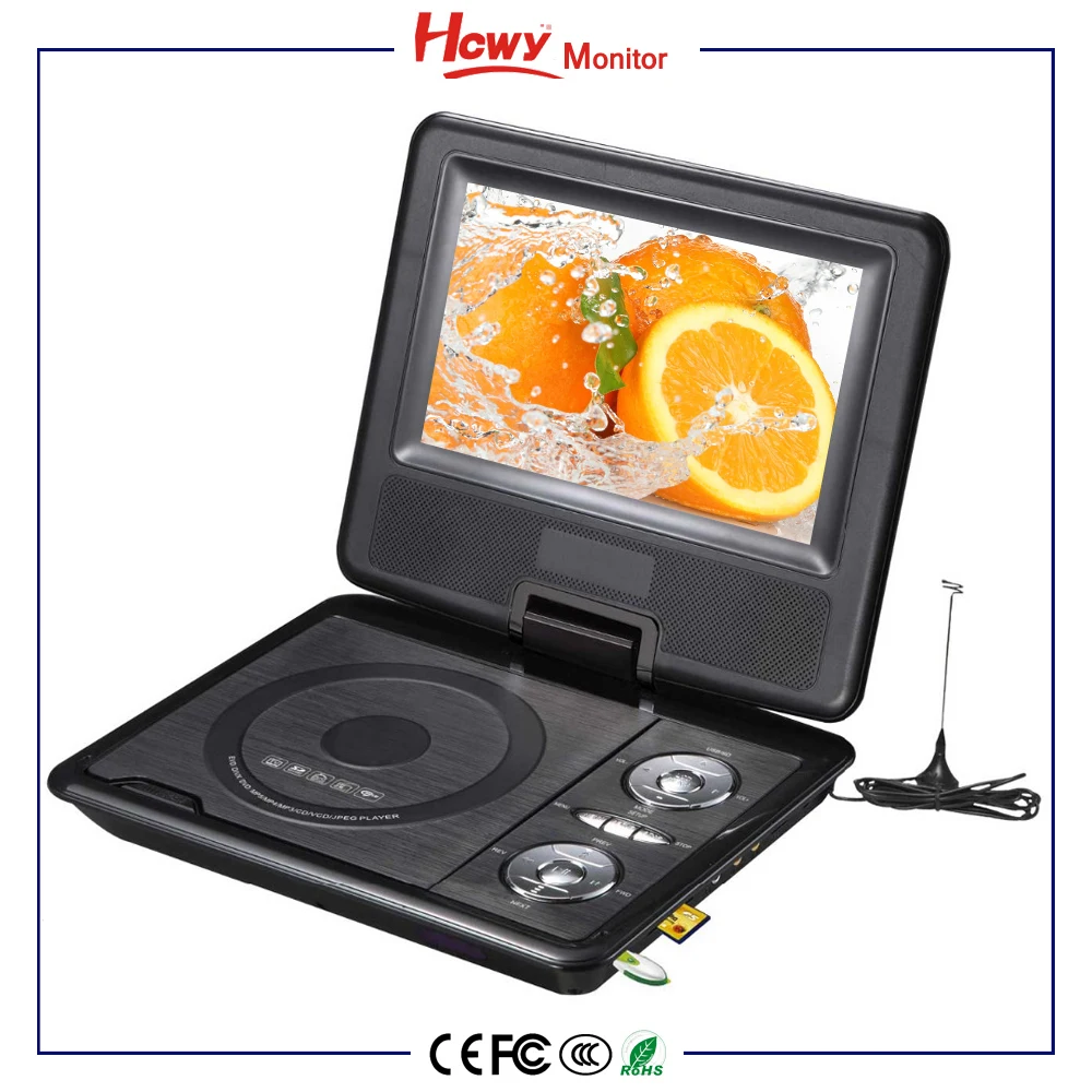 7 pulgadas LED portátil reproductor de DVD con TV MP3 MP4 Radio USB SD