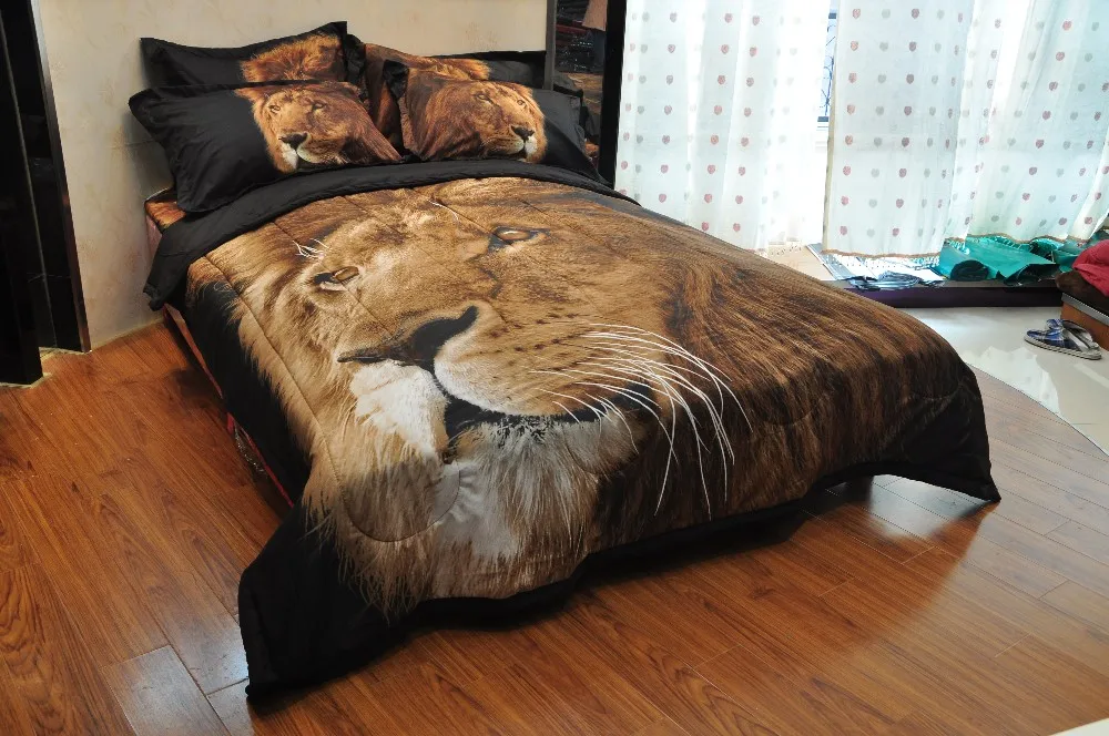 夏季动物床上用品套装豹狮马 3d 4 ps 套装印花空调美丽床单 bs64