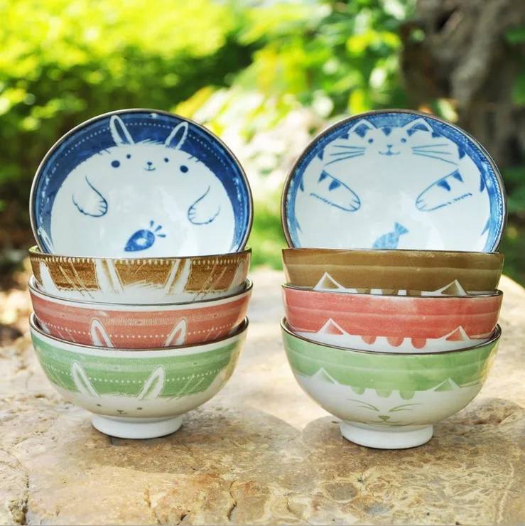 Wholesale Cheap 4.5 Inches Japanese Printings Underglaze Ceramic Rice