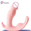 Close body Cute shape Waterproof Double head vibration 10m remote control long thin vibrator dildo for women