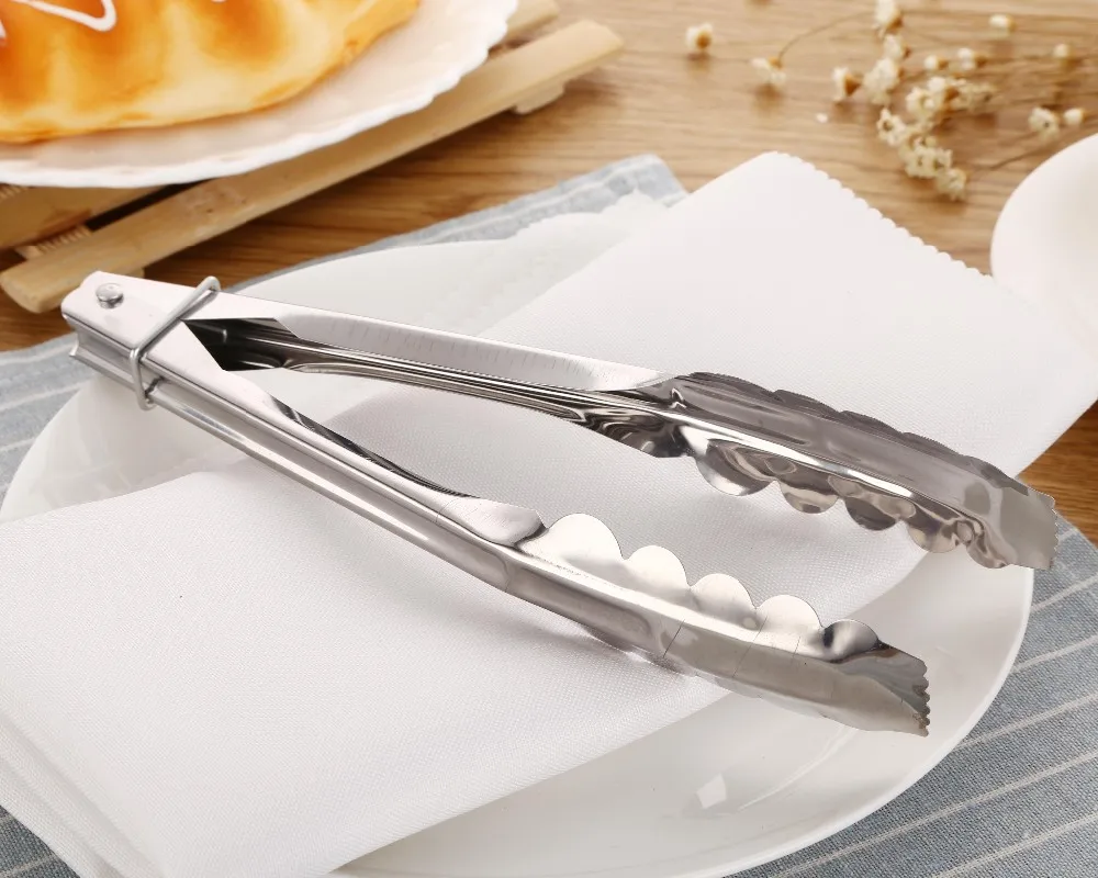 Stainless Steel Clam Shell Food Service Tongs With Sliding Rings - Buy