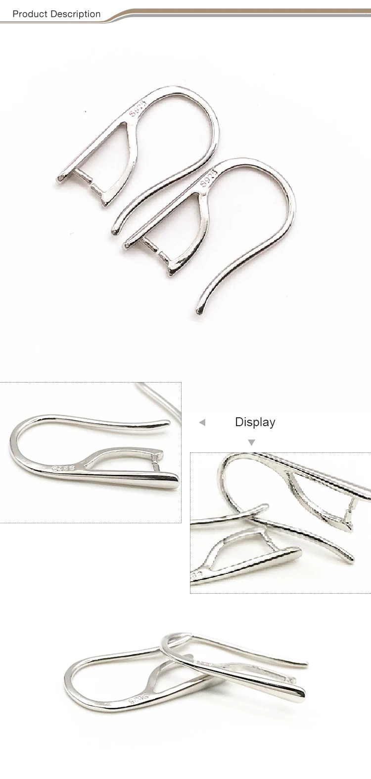 2018 Latest Design fashion model sterling silver earring hooks DIY jewelry finding french hook earring finding