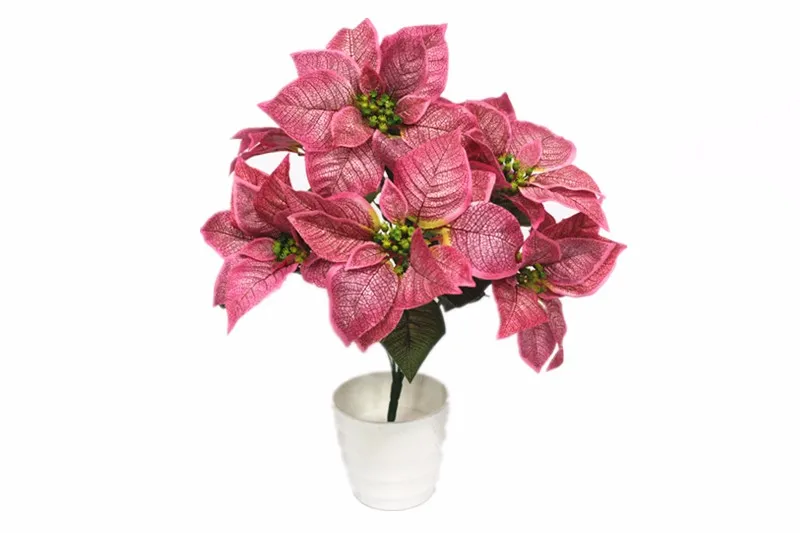 2020 Hot Style Ornaments Artificial Indoor Christmas Poinsettia Silk
