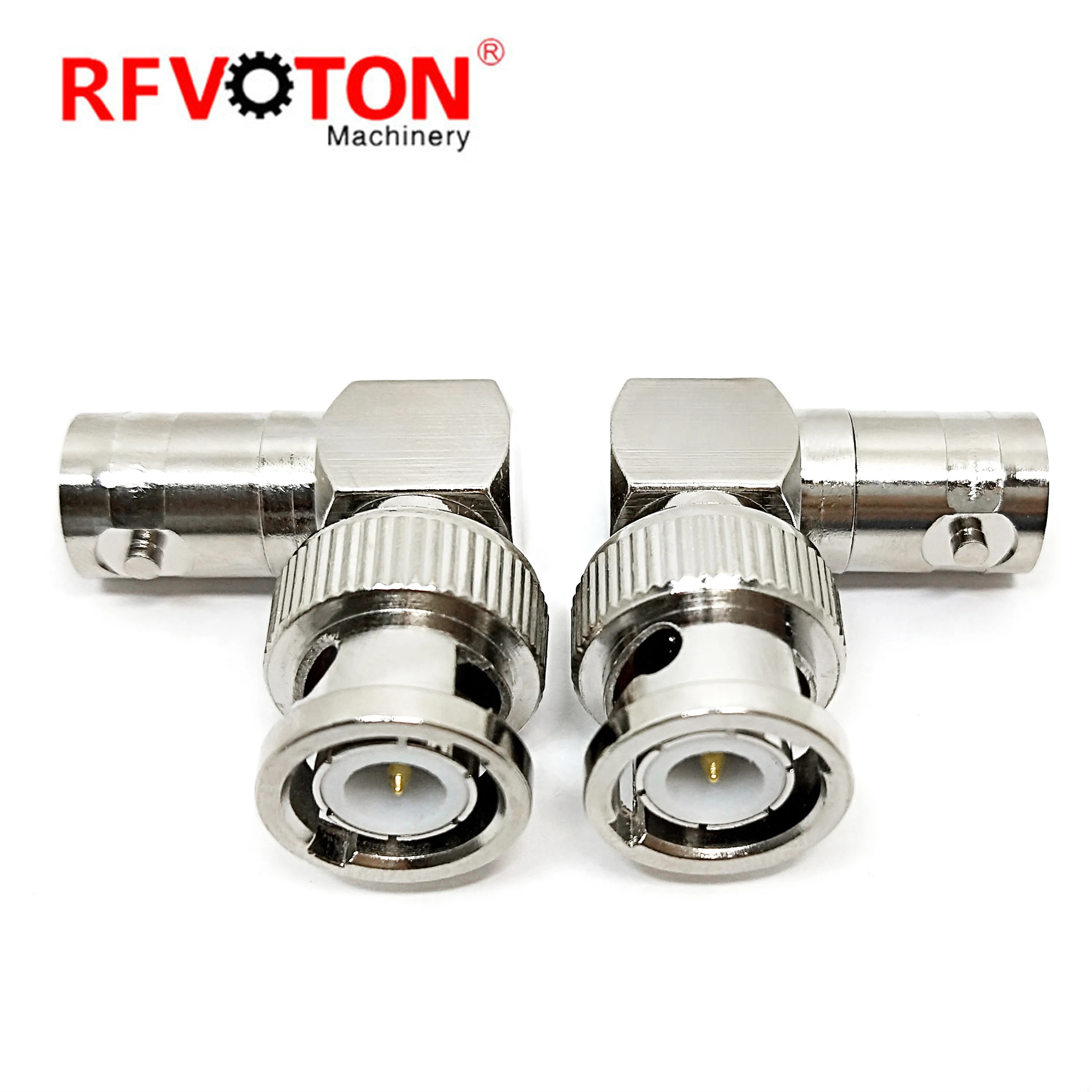 rf coax connector CCTV BNC male plug M to BNC female jack F right angle adapter details