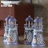 Ywbeyond 14cm mixed Mediterranean style home decorations Lighthouse nautical decor iron candle holder Metal Lighthouse Decor