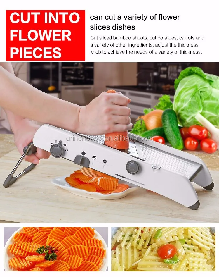 Safe Hands Interchangeable Blade Adjustable Mandolin Slicer,304