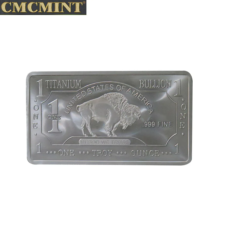 1 oz American Buffalo .999 Pure Titanium Gold Plated Bullion Bar Ti Element 