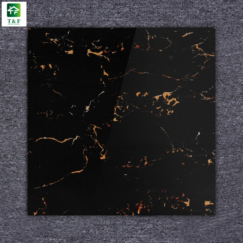 60x60 Glossy Black Gold Marble Floor Tiles Fully Polished Glazed 60x60 Glossy Black Gold Marble Floor