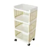 4 layers plastic storage drawer stacking shelves with 4 wheels