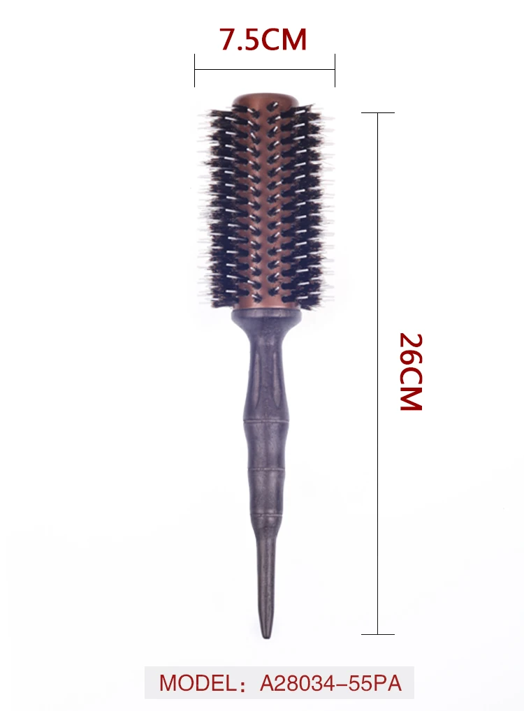 EUREKA A28034-55PA-B Professional Aluminum Tube With Boar Bristle And Nylon Pins Salon Round Hair Brush