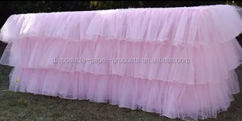 New Pink Tulle Tiered Table Cloth 6 Feet 3 Layered Tutu Ruffled Skirt New Pink Tulle Tiered Table Cloth 6 Feet 3 Layered Tutu Ruffled Skirt