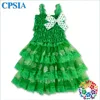 Girl Green Ruffles Petti Dress Fashion Wholesale Baby Lace Dress With Shoulder-straps For Kids