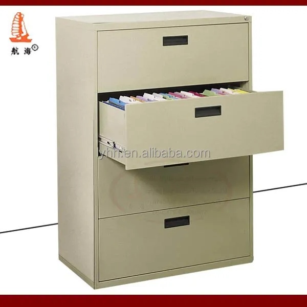 Safty Furniture Fashion Office Lockable Vertical 4 Drawer Lateral