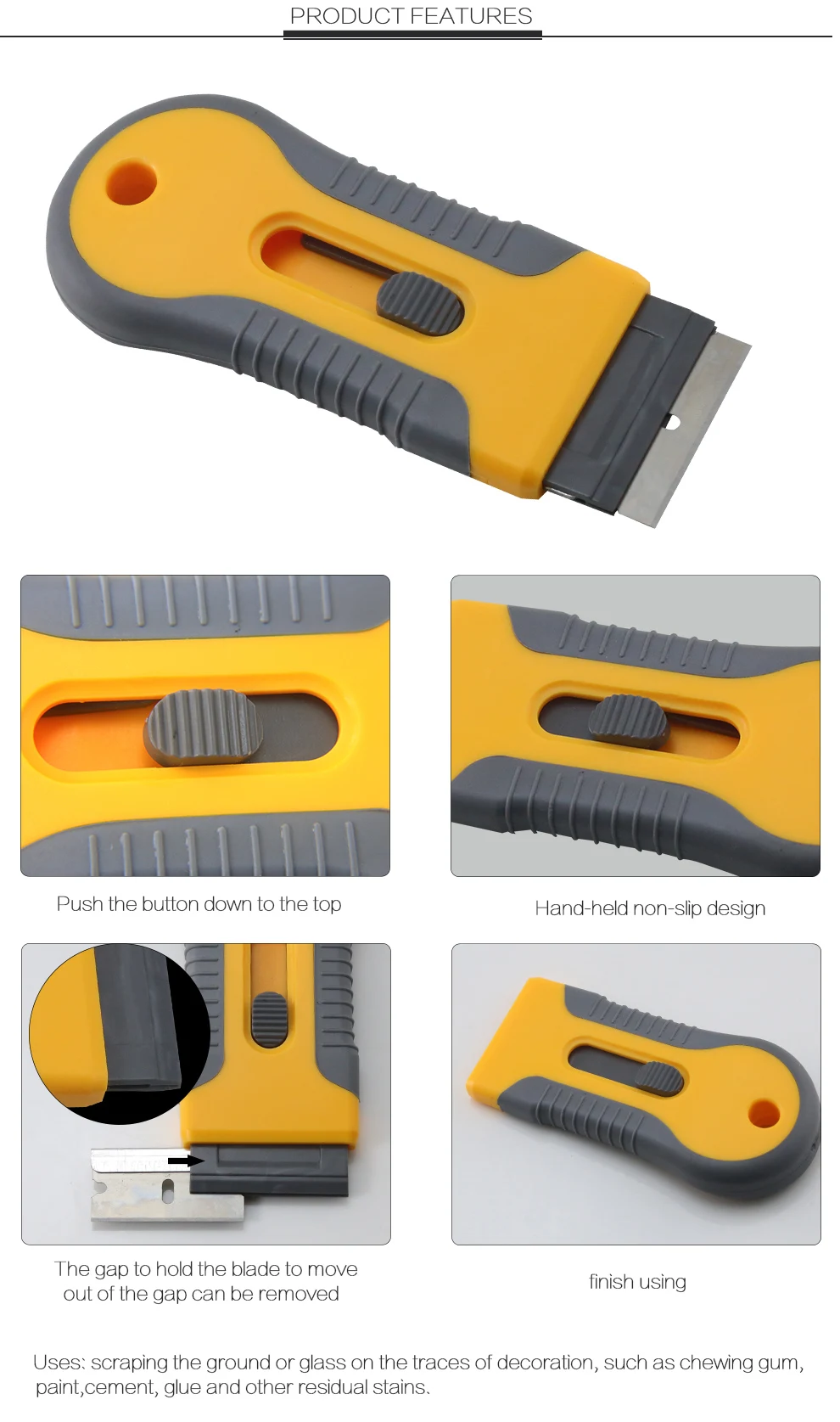 BST-218 Plastic Razor Scraper Double Edged Razor Blades For Glue Removing