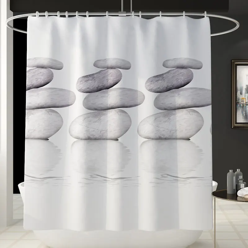 Stone reflection Custom Print Anti Slip Bath Mat and Shower Curtain Set