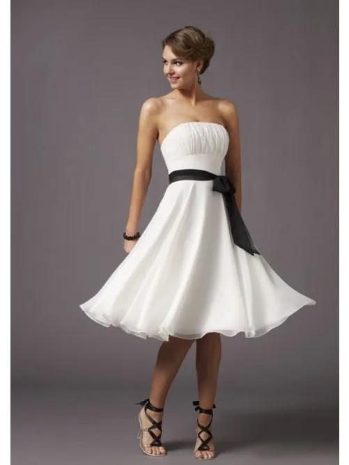 a-line_strapless_bowknot_white_chiffon_knee-length_black_sash_homecoming_dress-1.jpg