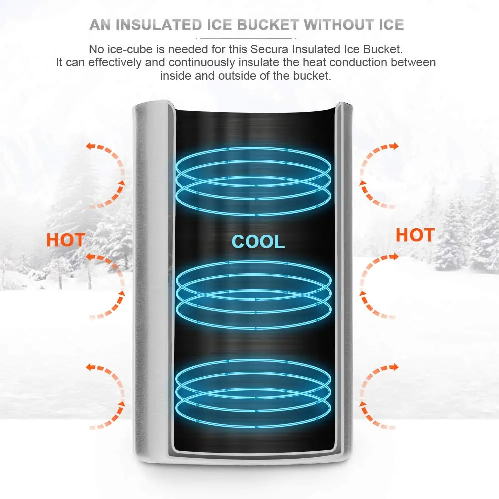 1600ml Wine Cooler Bucket,18/8 Stainless Steel Double Wall Wine Bottle