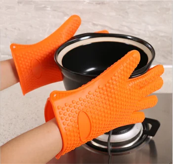 Heat Resistant Silicone Oven Glove Kitchen Bbq Grilling Cooking Gloves ...