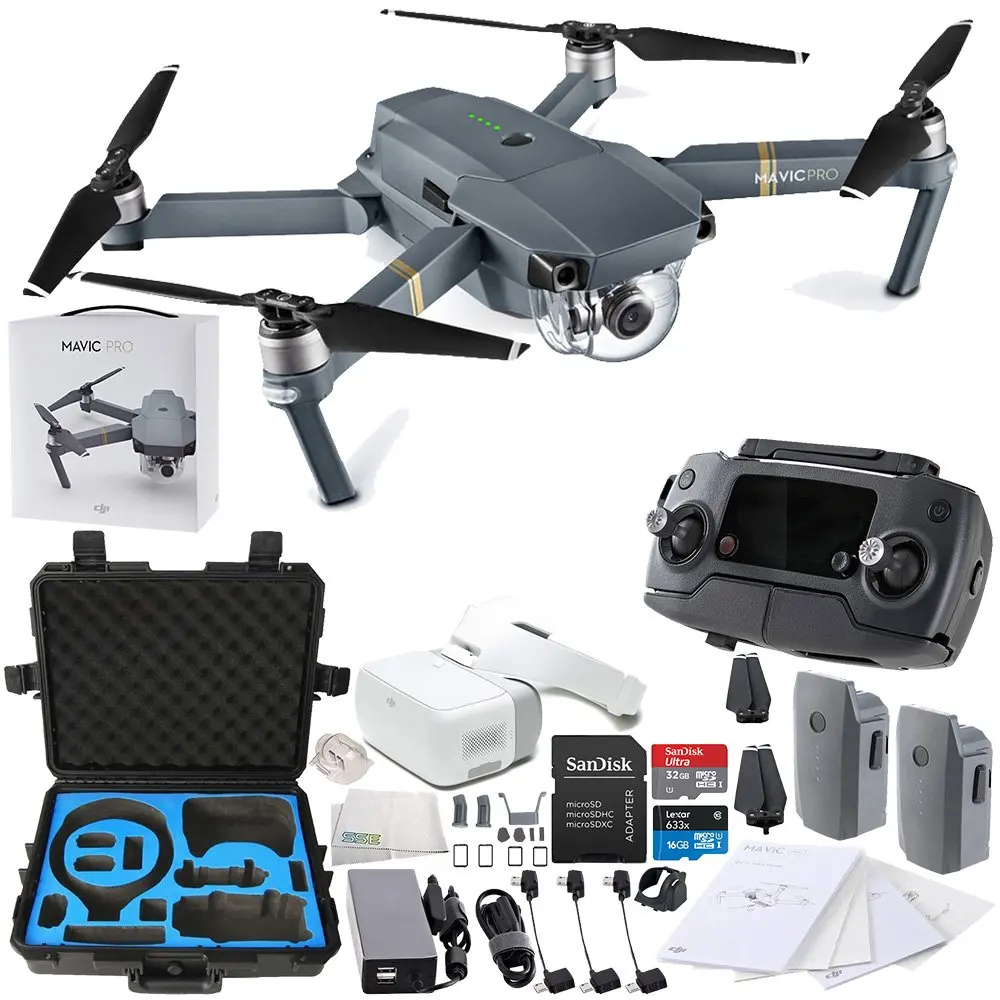 DJI Mavic Pro Collapsible Quadcopter + DJI Goggles Virtual Reality VR FPV + DJI Mavic and Goggles Cases Waterproof Carry Case POV Experience Essential Bundle