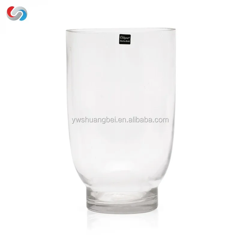 Big Cylinder Clear Wide Mouth Hurricane Glass Vase For Decoration