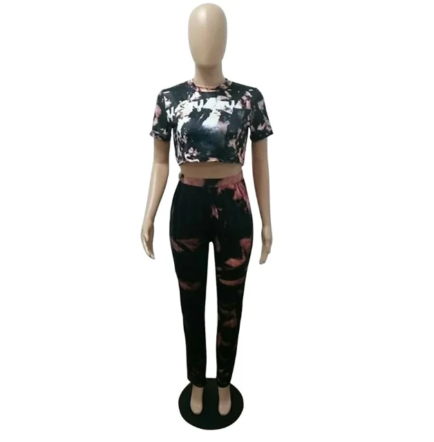 Digital printed shredded milk short-sleeved slim leg trousers leggings H9240 set 	long dress flower girl dress bodycon dress