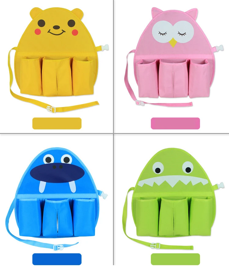 Promotional gifts lovely cartoon insulation bag car organizer for kids with 3 pockets storage