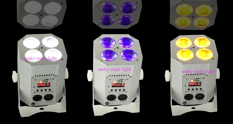 New Design Mini DJ Par QUAD Wireless Battery Powered DMX 4*18W RGBWAUV 6IN1 LED Stage Truss Par Light