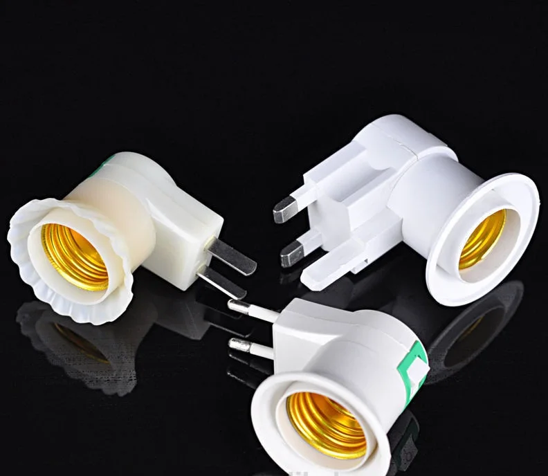 Energy Saving Lamp Base Led Bulb Holder E27 Socket To Eu Uk 3 Pin Plug
