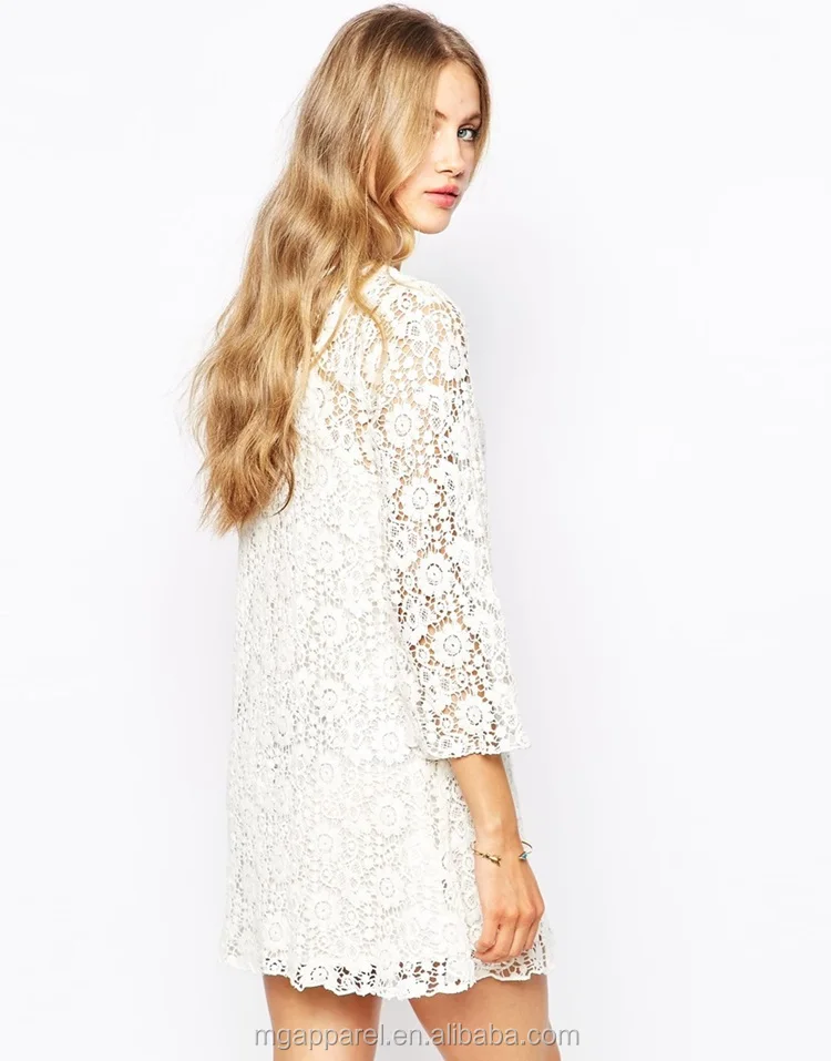 white crochet top dress