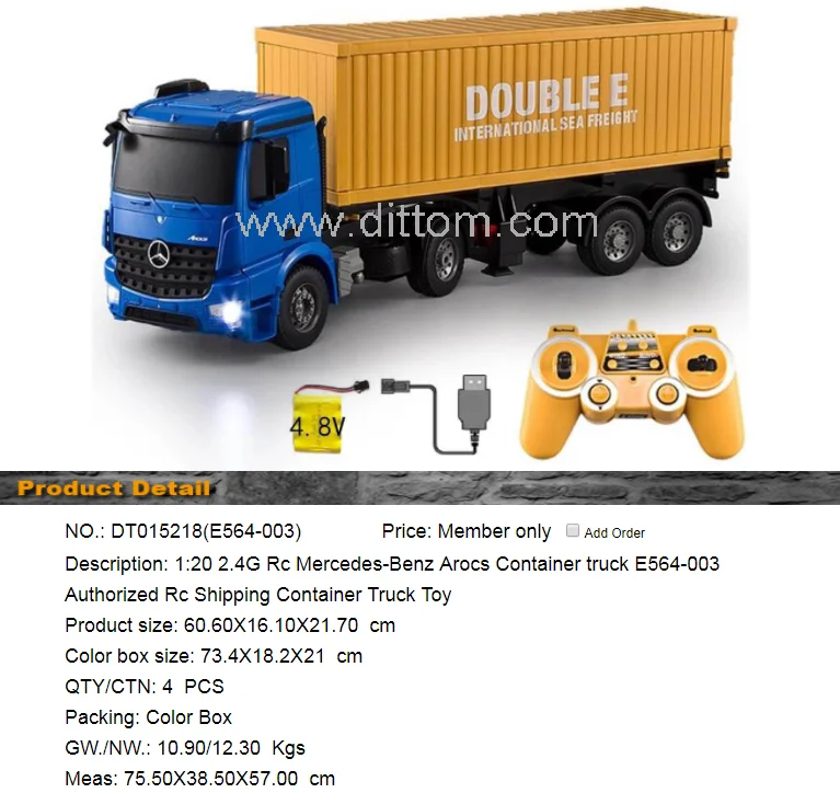120 2.4g Rc Model Container Truck E564003 Authorized Rc Shipping