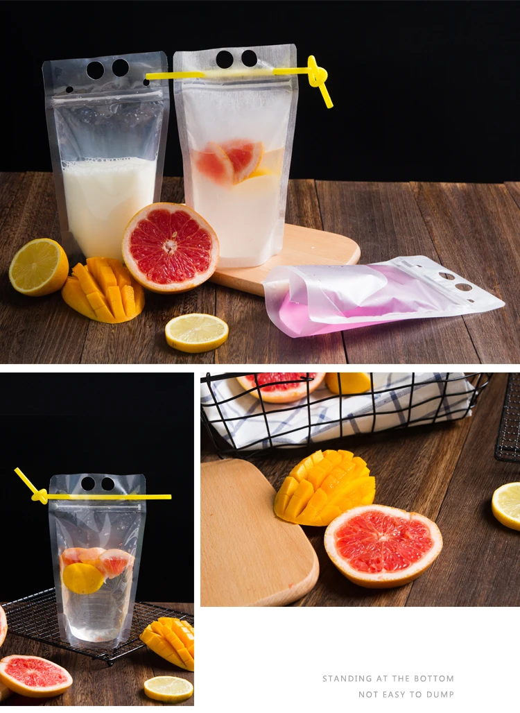 Clear Juice Disposable Beverage Bags Foldable Drinking Plastic Water
