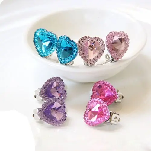 Heart Crystal Rhinestone Kids S Jewelry No Pierced Earrings Heart Crystal Rhinestone Kids S Jewelry No Pierced Earrings Ear Clip Zcevn Colw