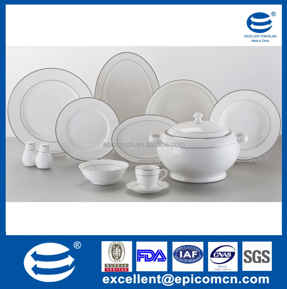 white and silver dinner set