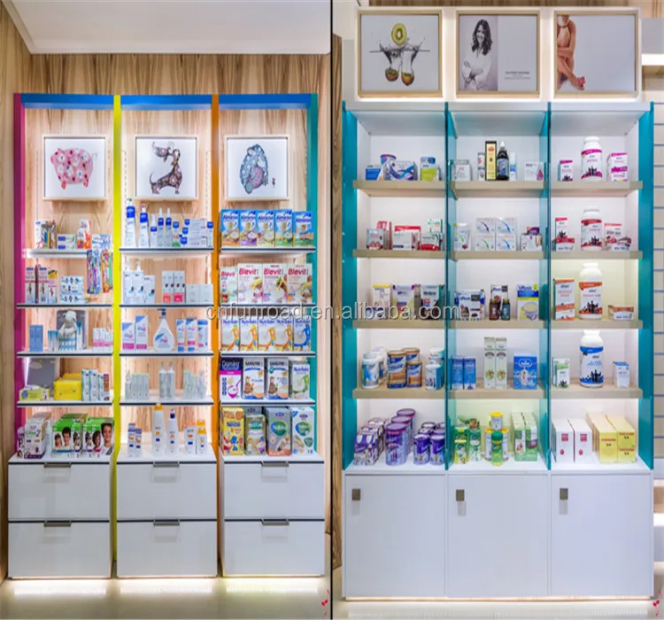 pharmacy shelving drugstore creative store display fixtures