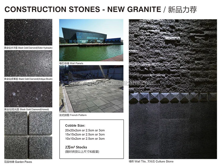 Split Finish Face Stone Culture Stones for Wall Galaxy Granite China Black Office Building Apartment Courtyard Farmhouse 3 Years