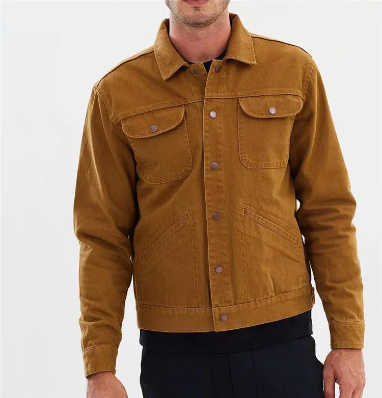 Handsome Men Brown Regular Cotton Denim Jacket - Buy Cotton Jacket ...
