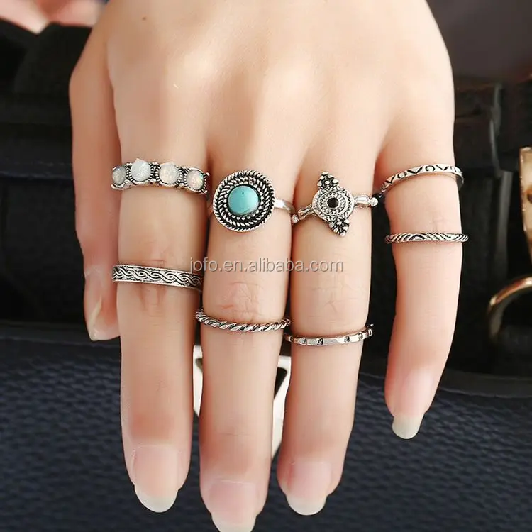 Vintage 5pcs/set Nature Stone Knuckle Midi Mid Finger Rings Women Buy