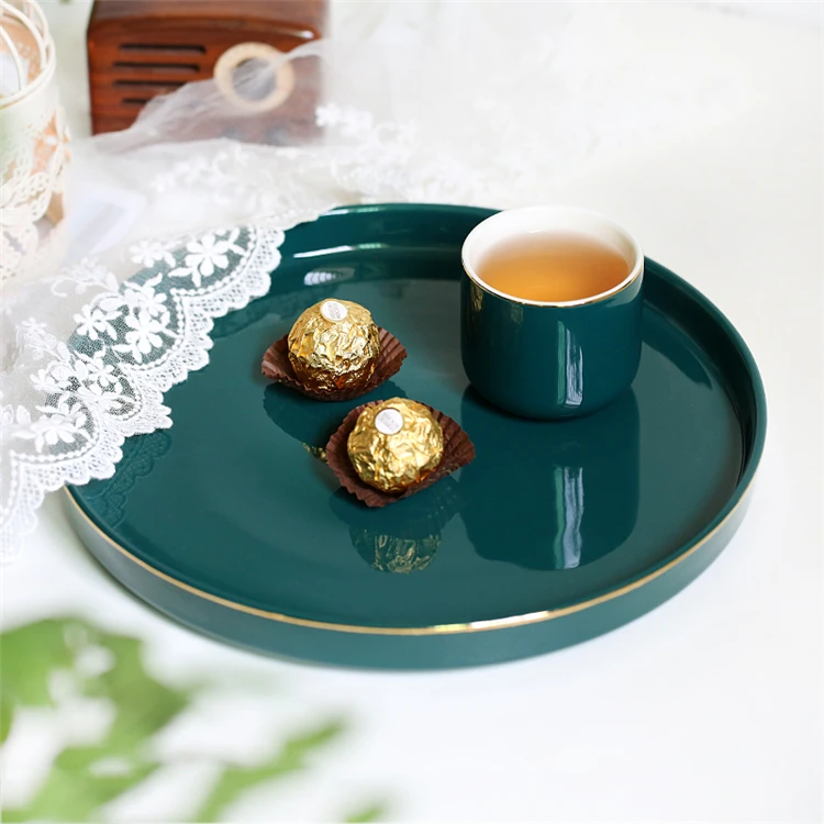 New design european style gold rim green wholesale porcelain tea set 