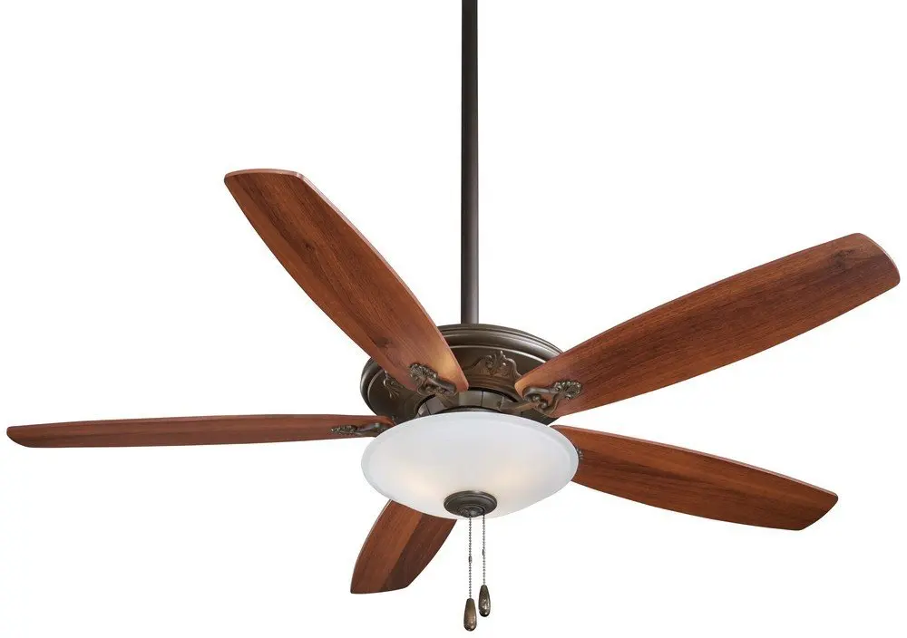 Minka Aire F622-ORB Mojo - 52" Ceiling Fan with Light Kit, Oil Rubbed Bronze Finish with Reversible Medium Maple/Dark Walnut Blade Finish with Frosted White Glass