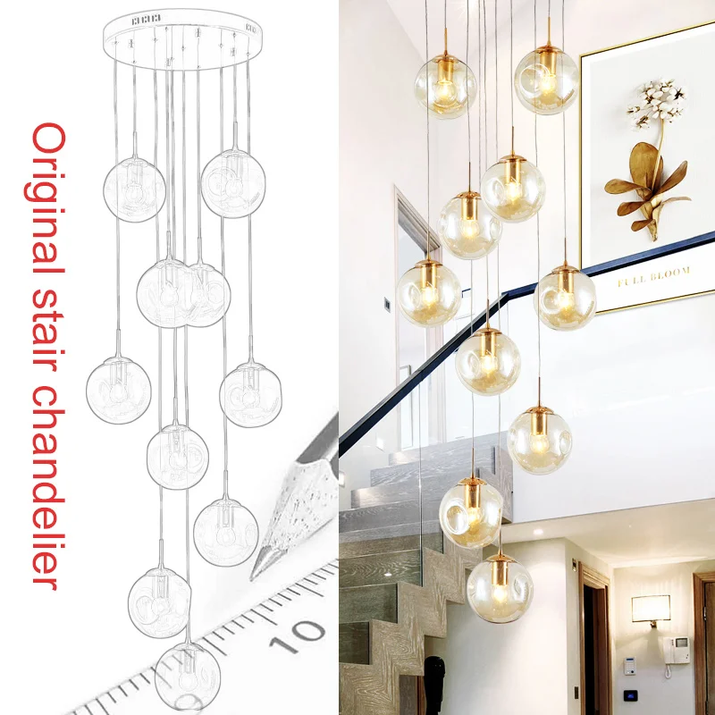 Stairs Highing Lamp Ceiling Light Decor Long Blown Glass Ball Bubble Spiral Hanging Modern Chandelier Lamp For Home Staircase Buy Lights For