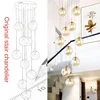 stairs highing lamp ceiling light decor long blown glass ball bubble spiral hanging modern chandelier lamp for home staircase