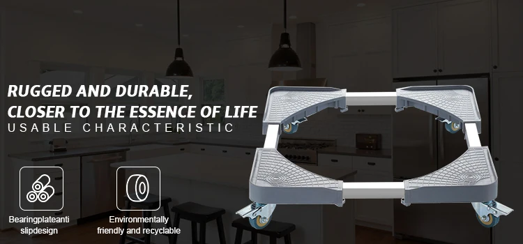 Base mobile de support mobile de double stabilité pour la machine à laver et le réfrigérateur