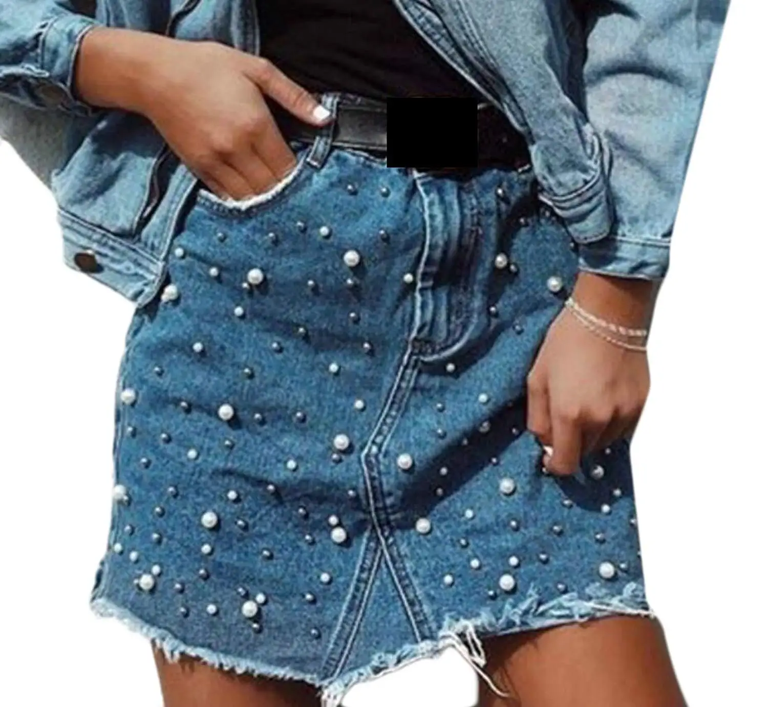 Etecredpow Womens Bodycon Vogue Pencil High Waist Hole Denim Jeans Pants