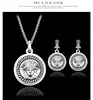 Simple Design Beauty Head Style Gold Plated Pendant Necklace Earrings Jewelry Sets for Women