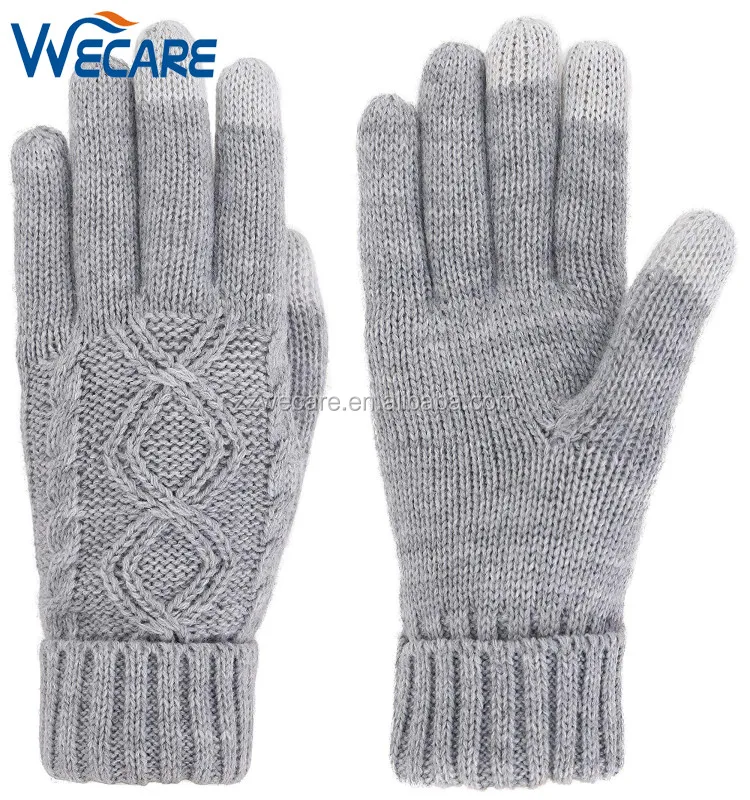 WM Loktower Gants d'hiver en tricot chaud pour écran tactile super doux et épais en polaire pour extérieur coupe-vent et conduite pour homme et femme 